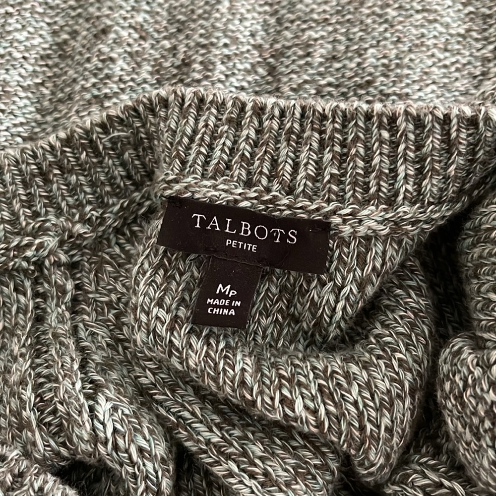 Talbots cotton cable green scoop neck sweater - Picture 4 of 5